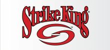 Logo of Strike King with red stylized text and swirl.