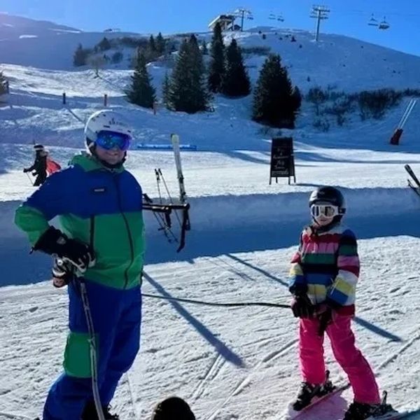 Roger on the Blanchot Run (Altiport) in Méribel with an amazing young learner