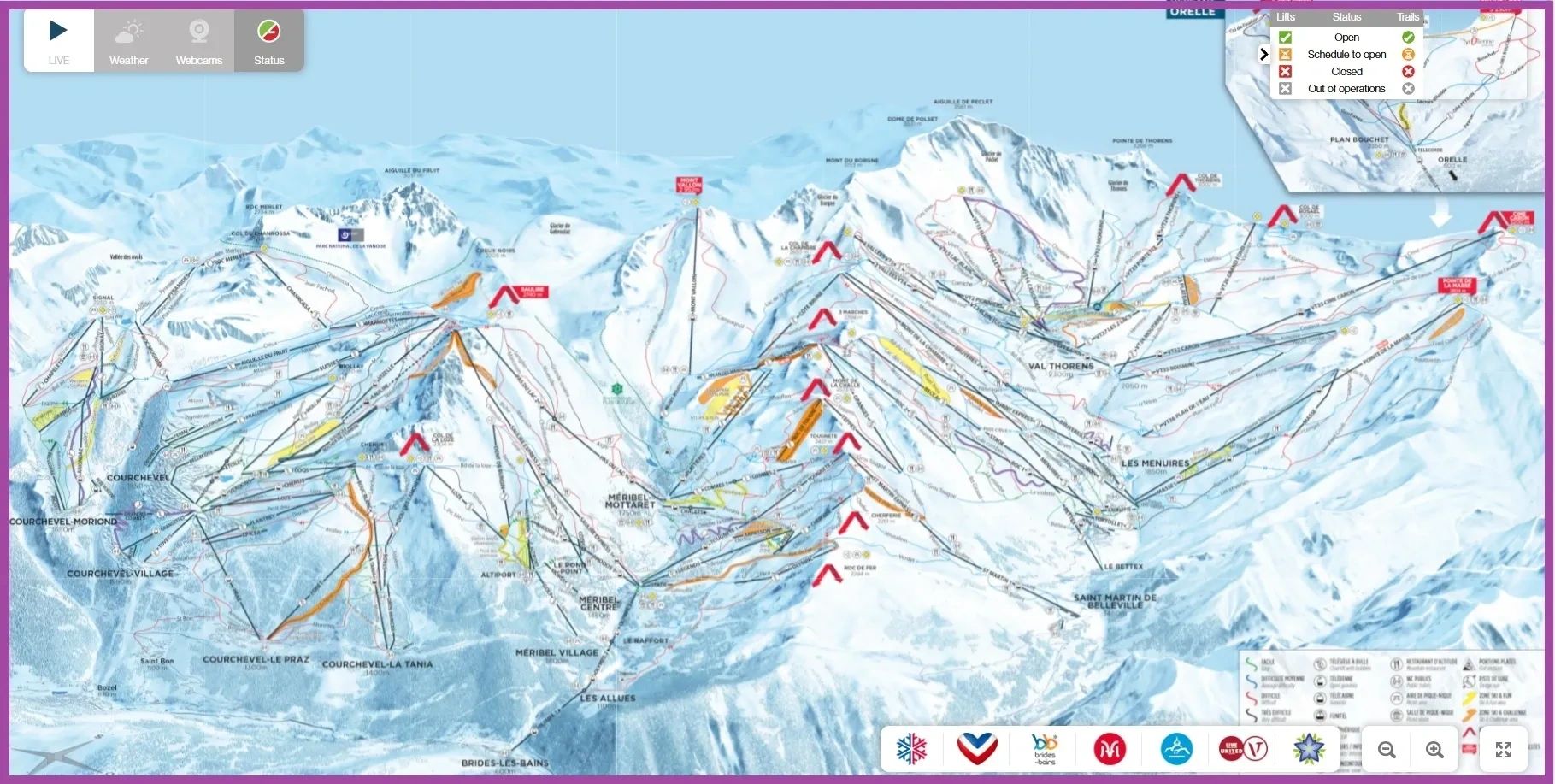 Ski Map of the 3 Valleys - Overview