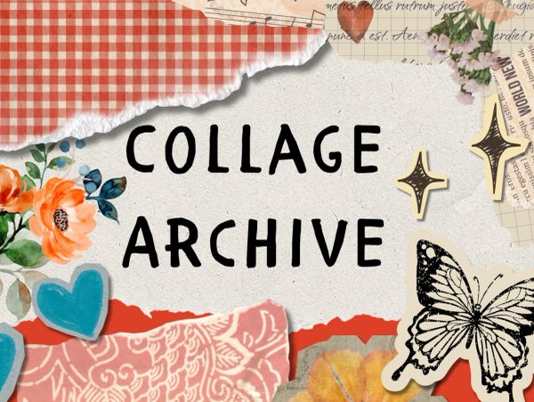 Colorful collage background with "Collage Archive" text in the center.