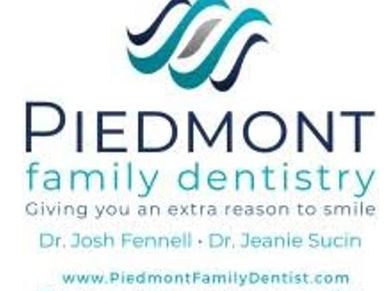 Logo for Piedmont Family Dentistry with tagline and dentists' names.