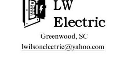Business logo and contact for LW Electric in Greenwood, SC.