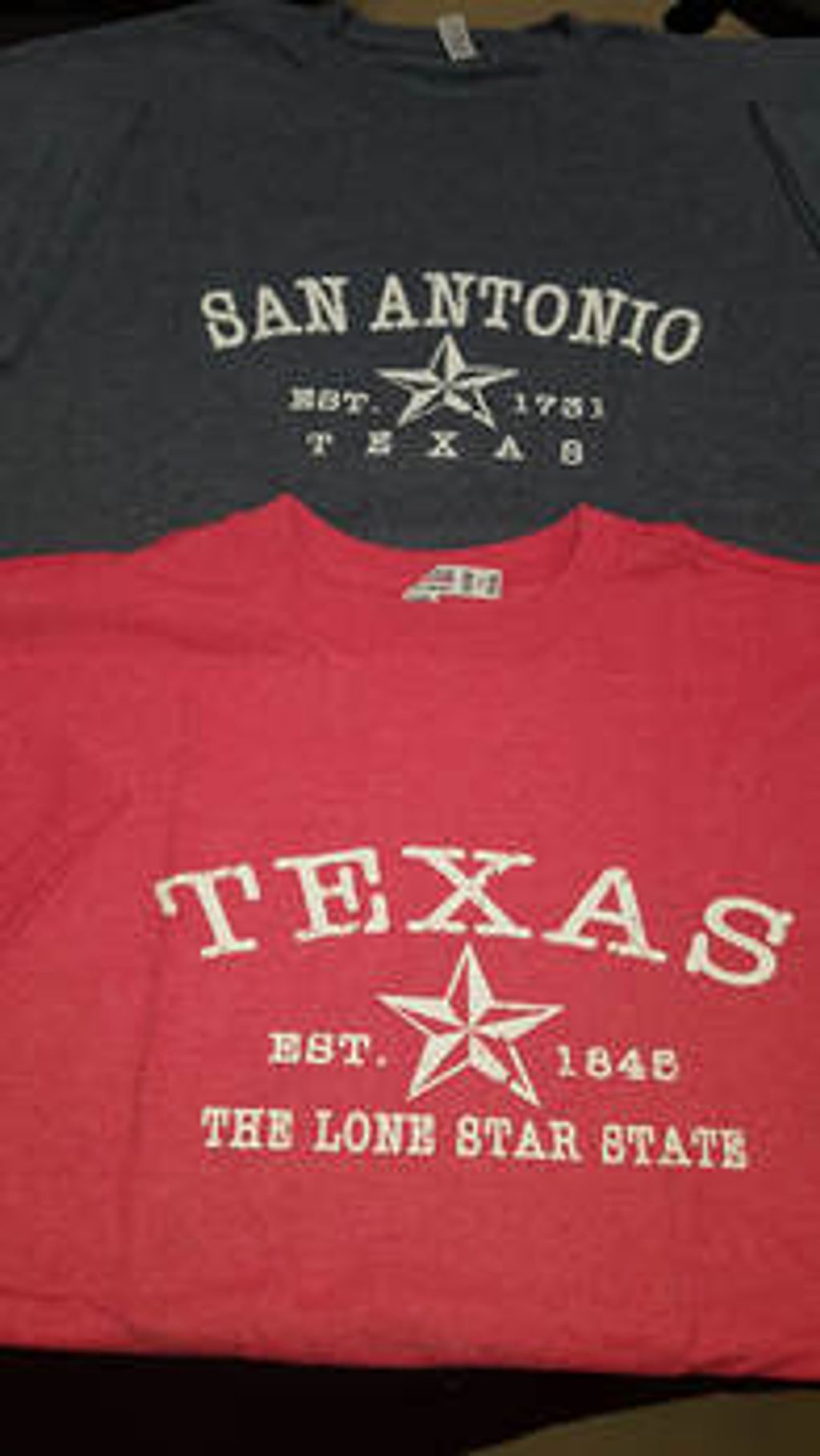 Texas Shirts - San Antonio and TLS 

San Antonio with a Star Tee H-22

Texas with a Star Tee T-84