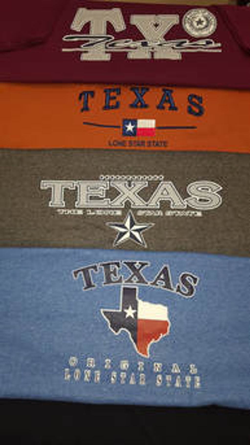 T-14 TX Seal Maroon
Texas Embroidery
T-16 Texas Star
T-39 Original Texas 
(Top to Bottom) 