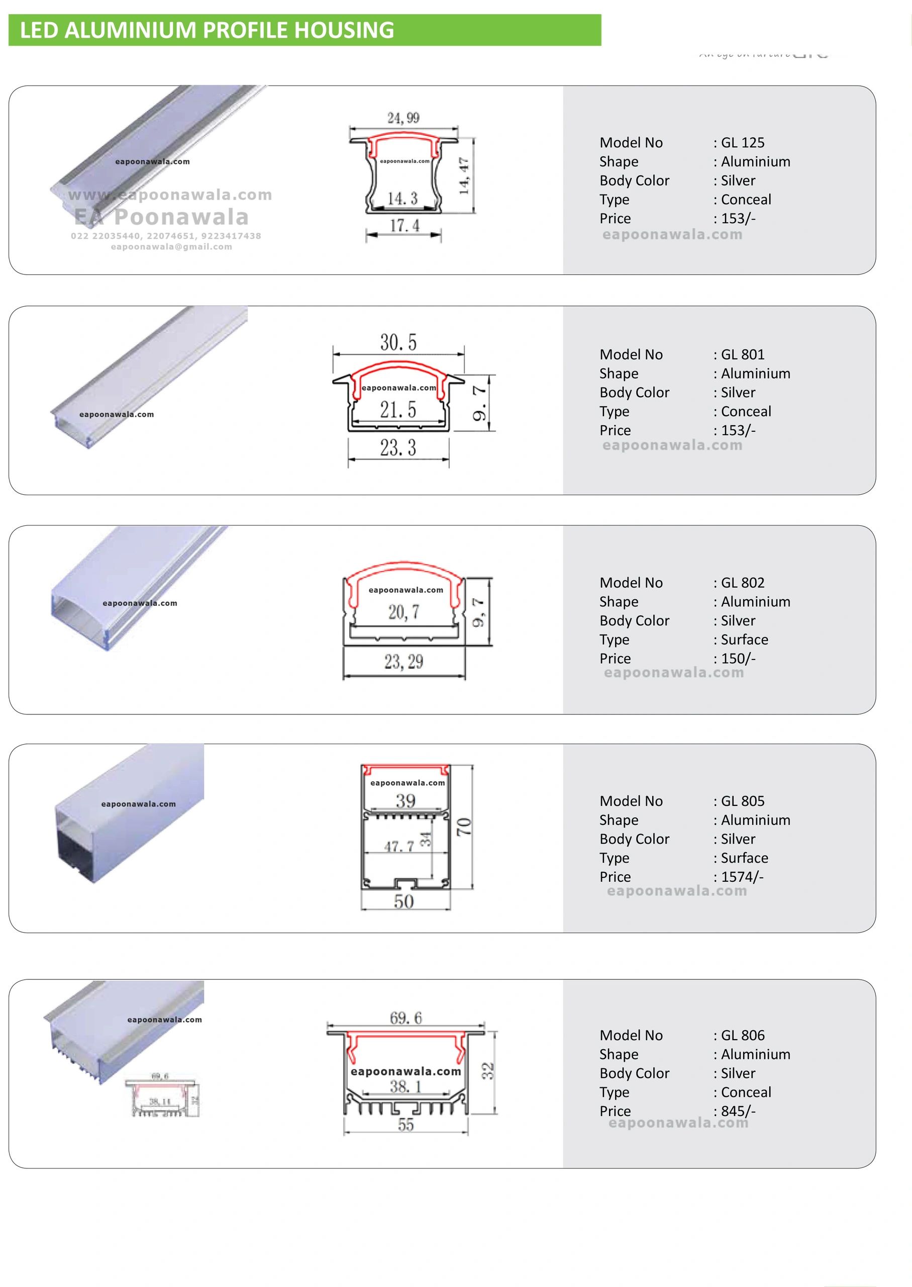 Aluminum Profile Housing for LED by EA Poonawala