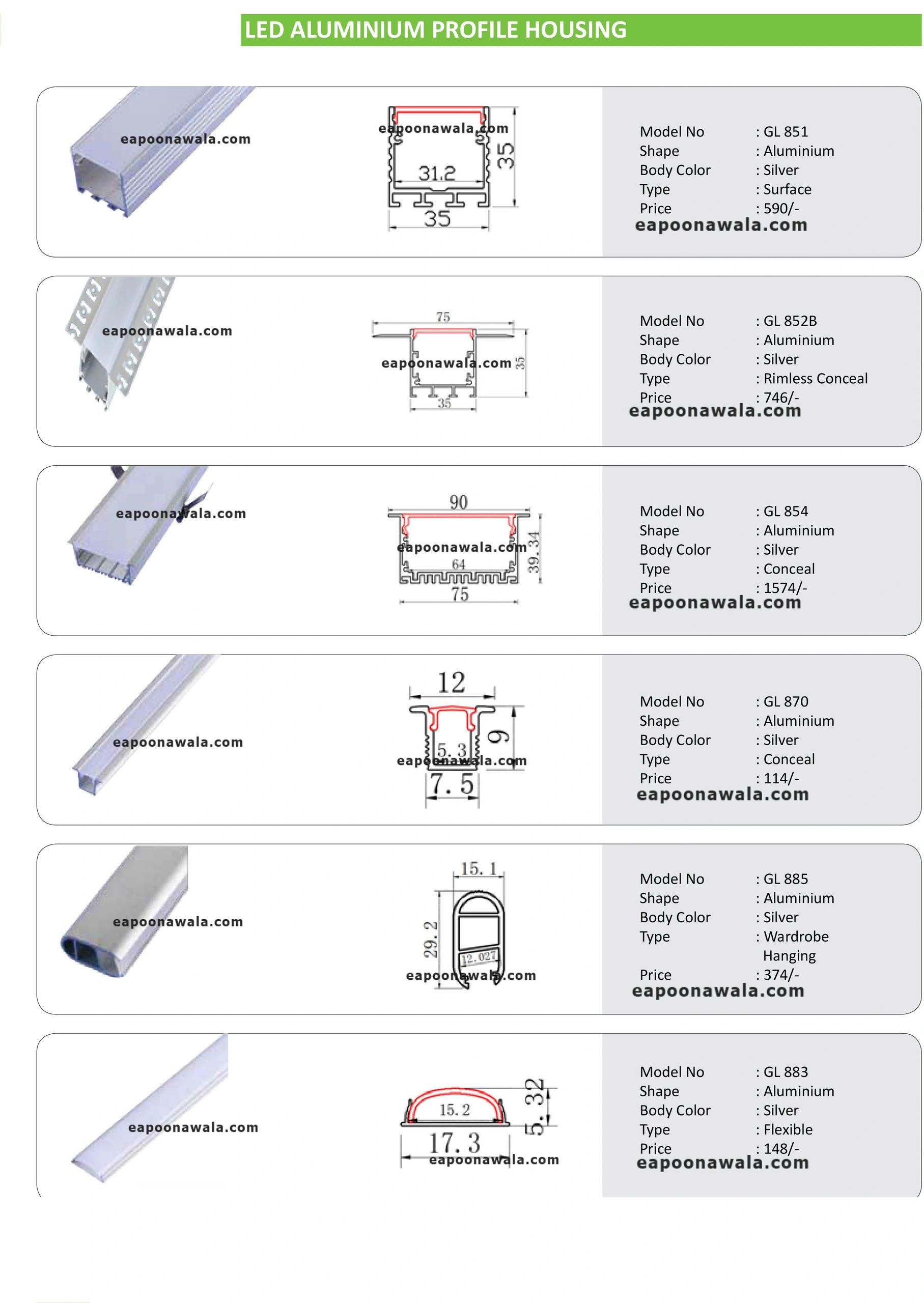 Aluminum Profile Housing for LED by EA Poonawala