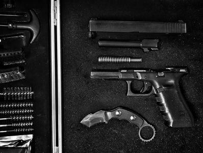 CP Tactical knife with cleaning supplies. 
