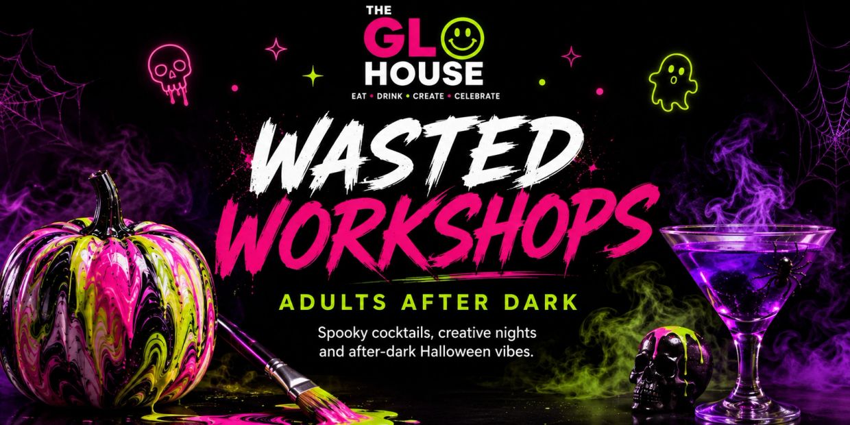 Halloween-themed adult workshops with spooky cocktails at The GLO House.