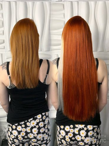 Copper hair extensions Boise Idaho salon.