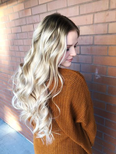 Blonde hair extension salon Boise.