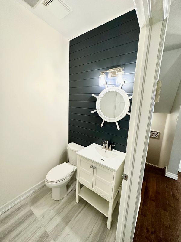 custom powder room, custom guest bathroom, beach house, beautiful design 