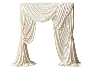 Elegant ivory draped fabric backdrop with soft folds and gathers.