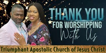 Couple thanking for worship at Triumphant Apostolic Church of Jesus Christ.