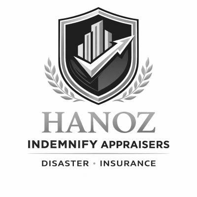 Logo of Hanoz Indemnify Appraisers with a shield and upward arrow graphic.