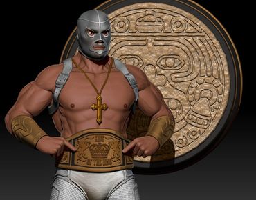 El Santo concept with Aztec Imagery