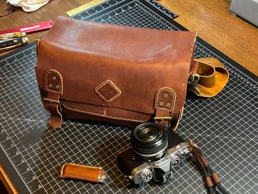 Leather Camera Bag and Camera