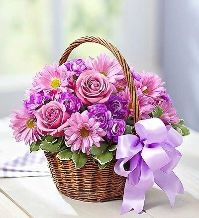 “Purple Royalty Basket ” - Fresh Flower Design - Deluxe