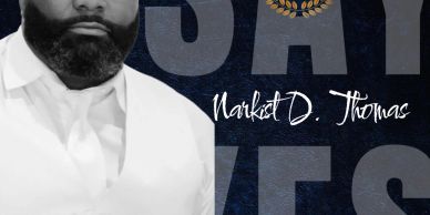 Portrait of Narkist D. Thomas with Sewell Point logo and 'Say Yes' text.
