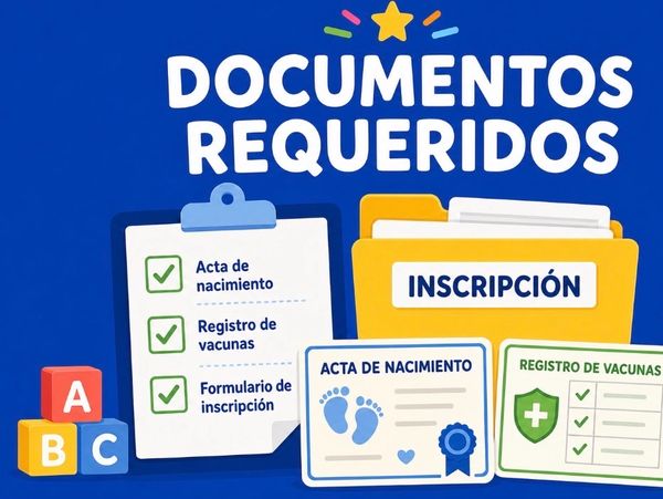 Lista de documentos requeridos para inscripción de niños.