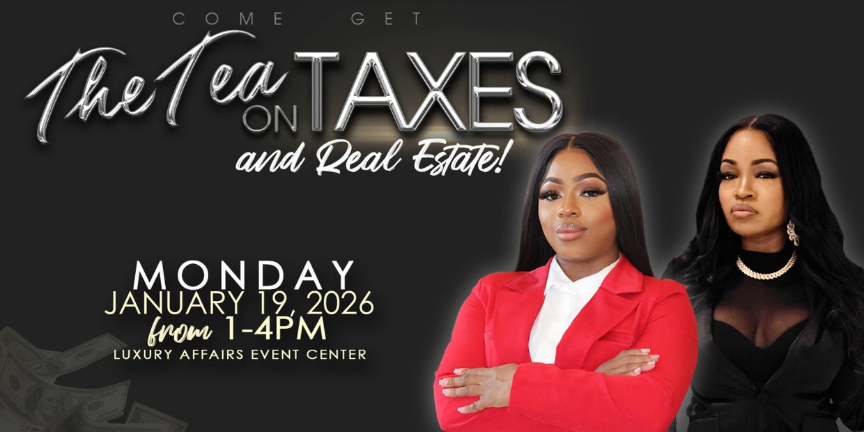 Event on taxes and real estate with two confident women, January 19, 2026.