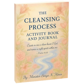Book titled 'The Cleansing Process Activity Book and Journal' by Sonya N. Hines.