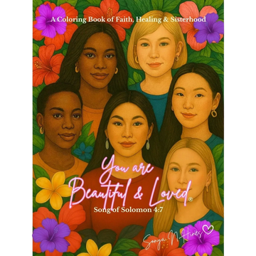 Cover of a coloring book featuring diverse women and floral designs.