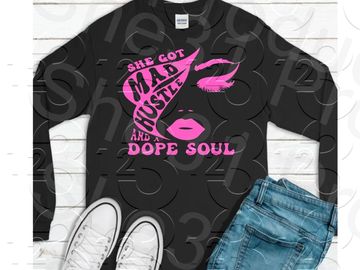 Mad Hustle and Dope Soul T-shirt, Black on Black OR Pink on Black