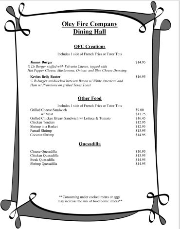 Thursday Night Menu