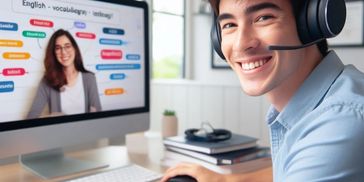 A student attending online spoken English classes
