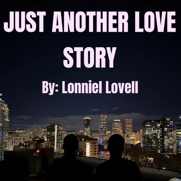 Two people overlooking a cityscape at night with text overlay.