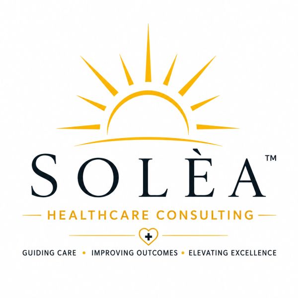 Logo of Solèa Healthcare Consulting featuring a sun symbol.