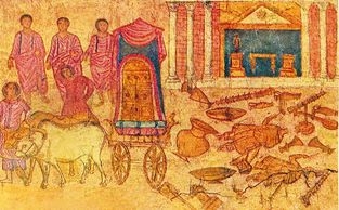300 BC ?? Wall painting frome the West wall, register B, in the Dura Europos synagogue
