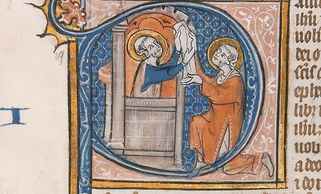 1300- Manuscript Leaf with the Opening of the Epistle of Saint Paul to the Ephesians, from a French;