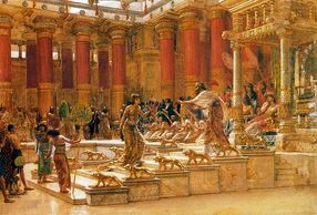 1890- Colour sketch by Edward Poynter "The Visit of the Queen of Sheba to King Solomon"