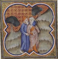 1372 - English: Hosea and Gomer, from the Bible Historiale. Den Haag, MMW, 10 B 23 426r