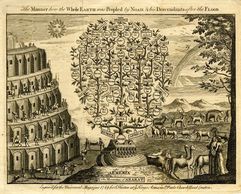1749-  Genealogical tree of Noah after the Biblical flood. Engraved in 1749, J. Hinton