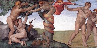 The fall depicted in the Sistine Chapel by Michelangelo