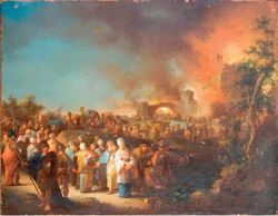 1750- Johann Georg Trautmann  (1713–1769), Destruction of Jerusalem.
Polski: Zburzenie Jerozolimy.
