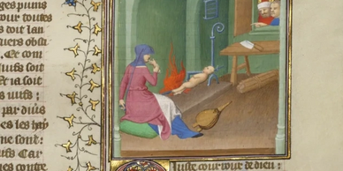 1413 - A Jewish Woman Devouring Her Child during the Siege of Jerusalem, Boucicaut Master 