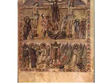 560-Crucifixion from the Rabula Gospels (Florence, Biblioteca Mediceo Lauenziana, cod. Plut. I, 560)