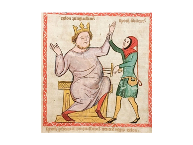 1360- Speculum Humanae Salvationis, Westfalen oder Köln, um 1360. ULB Darmstadt, Hs 2505, fol. 55r
