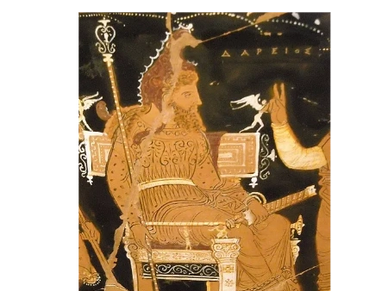 200 BC - Detail of Darius, with a label in Greek (ΔΑΡΕΙΟΣ, top right) giving his name