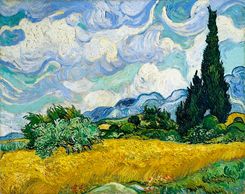 1889 - Wheat Field with Cypresses  by Vincent Van Gogh