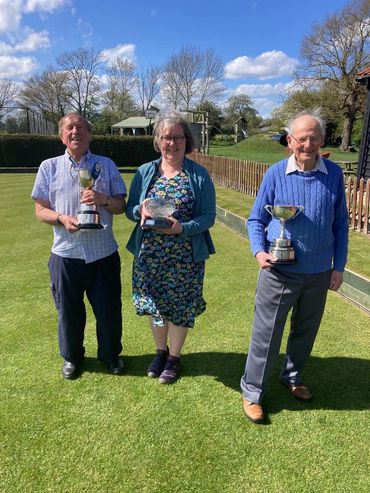2025 club winners. Ken Gifford with Eltisley Cup runner up, Anna Jennings with C&D ladies singles ro