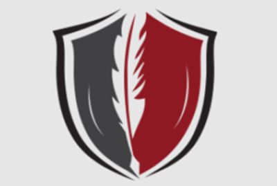 Quill pen in shield