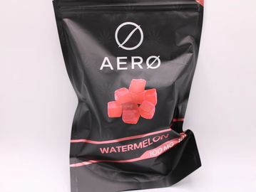 Black package of Aerø watermelon-flavored gummies with 100 mg dosage.