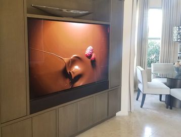 85" Sony TV in custom cabinet.