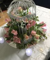 Candles and Birdcages of flowers can be hired for your event in any colour scheme 