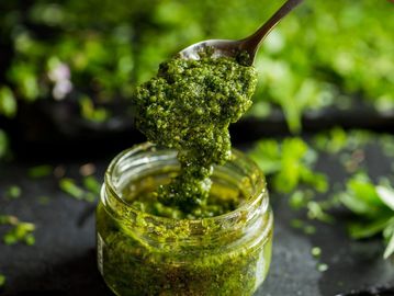 a jar of pesto