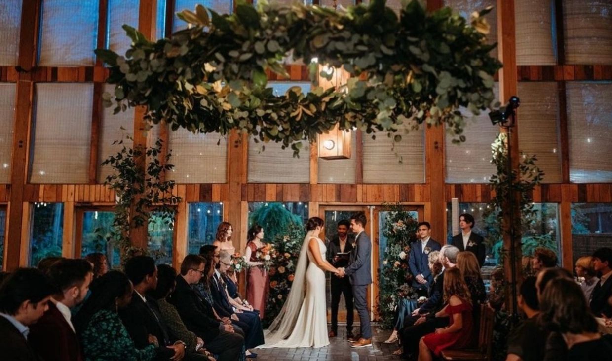 Garden Room indoor ceremony, Fall Brides